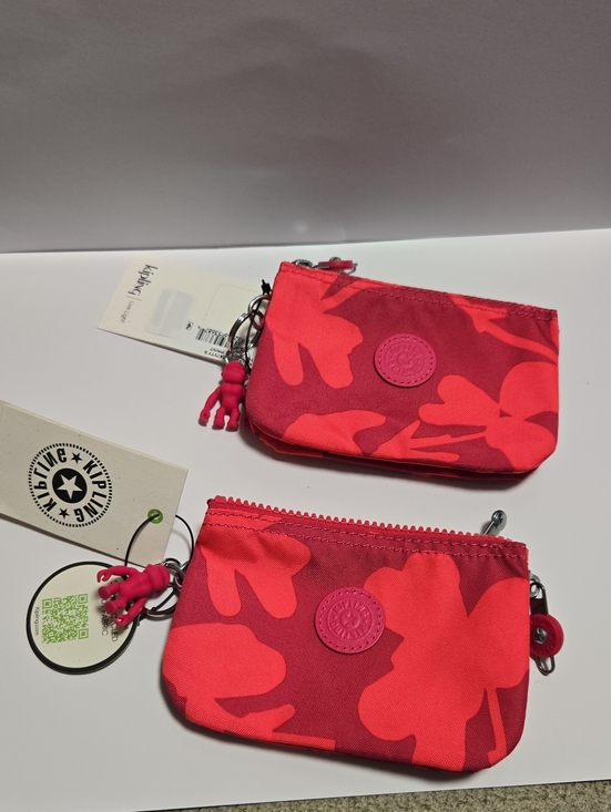 Kipling Handbags - 2 Nwt Kipling Small Creativity Coral Print Zip Pouches